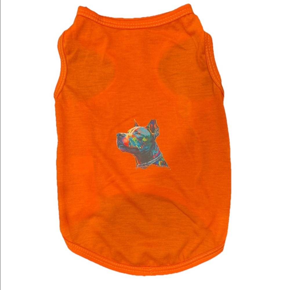 Dog T-Shirt with Graphic Orange Size Medium